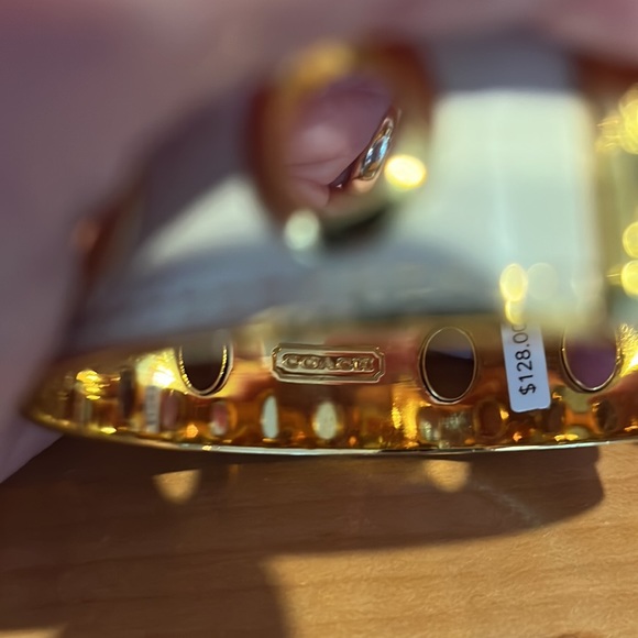 Coach bracelet bangle white & gold with oval perforations - Picture 5 of 9